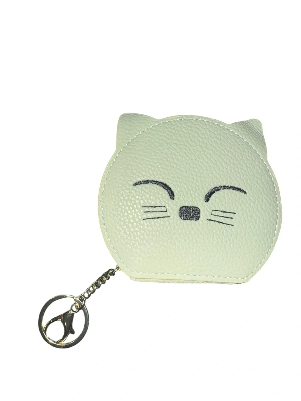Cute Cat Face Keychain Coin Purse - Light Green